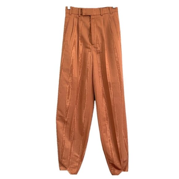 Gucci Orange Taffeta Moire Pleated Barrel Leg Pants - 36/25" Waist 🇮🇹 - Picture 2 of 15